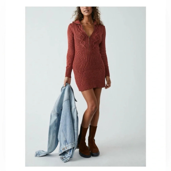 FREE PEOPLE Mont Blanc Mini Dress / Red Jasper Size Large NWT - Picture 1 of 16